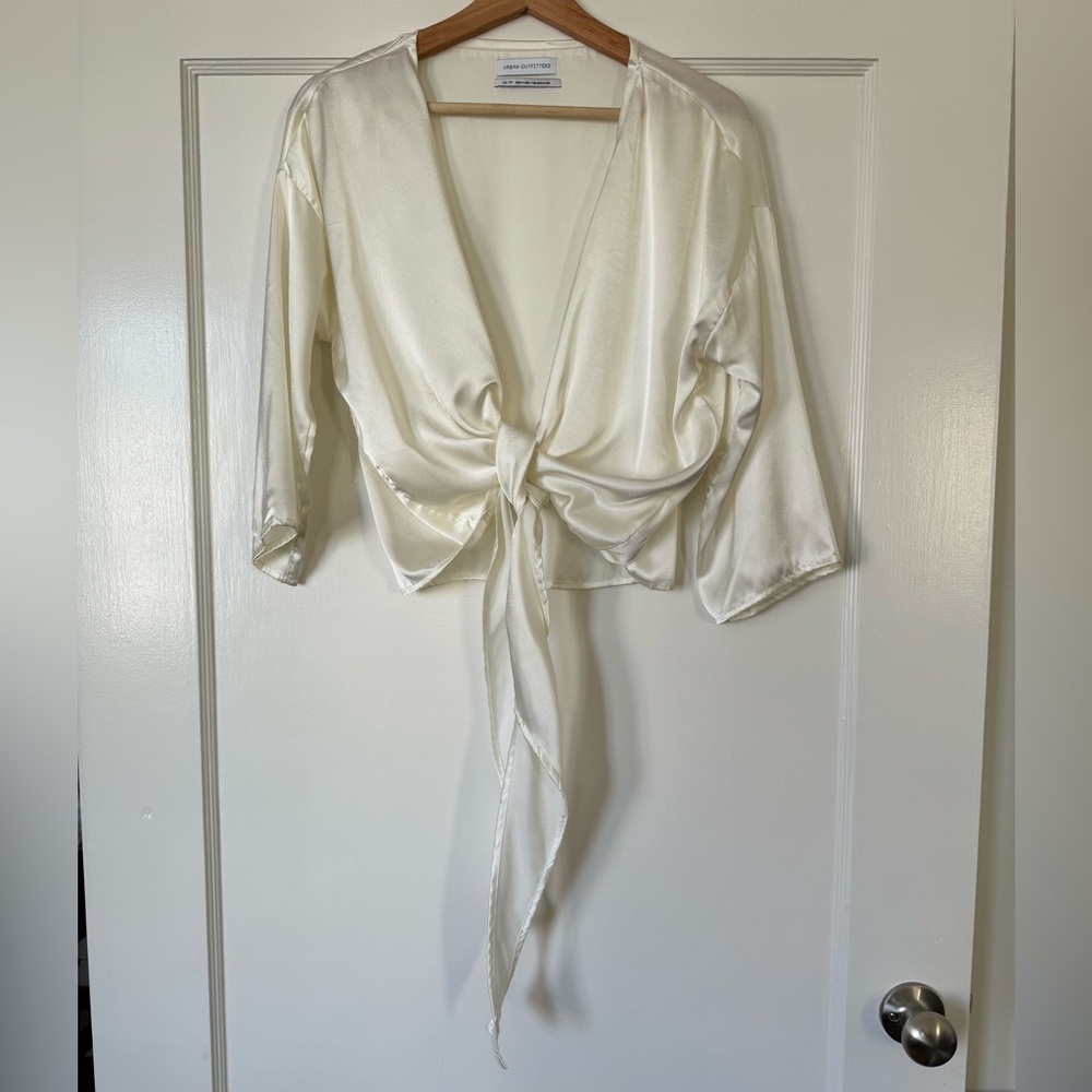 Urban Outfitters Nicole Satin Tie-Front Cropped Top